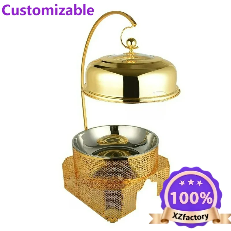 Factory Direct 2026 Golden Stainless Steel Buffet Furnace Hanging Cover Insulation Furnace Hotel Restaurant Buffy Furnace Alcoho