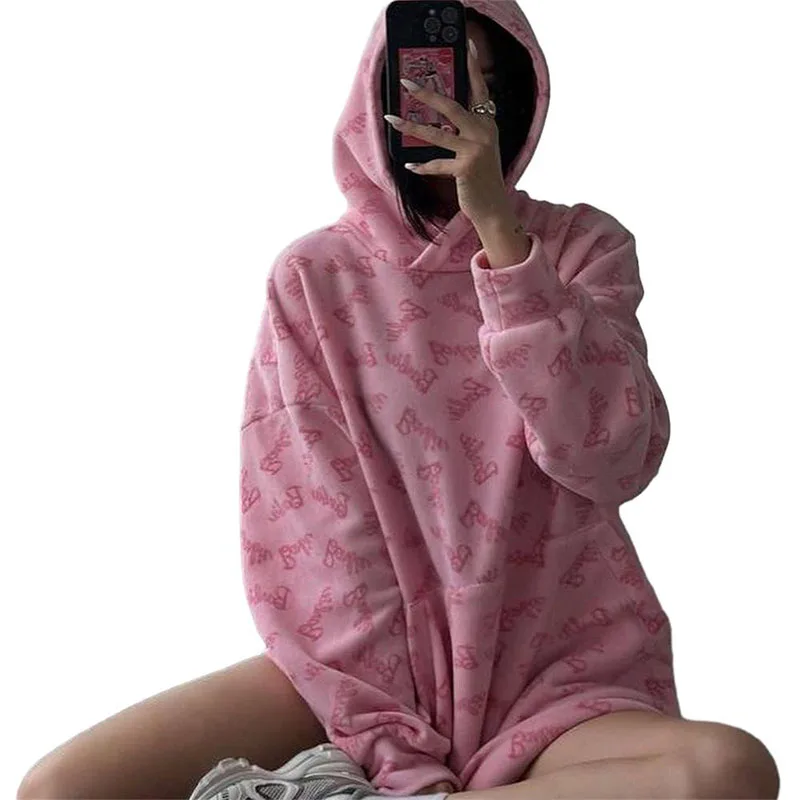 Kawaii Cute Barbie Asks for Oriental Hooded Girl Sweatshirt, Fashionable Versatile, High-Looking, Loose Casual Plush Top