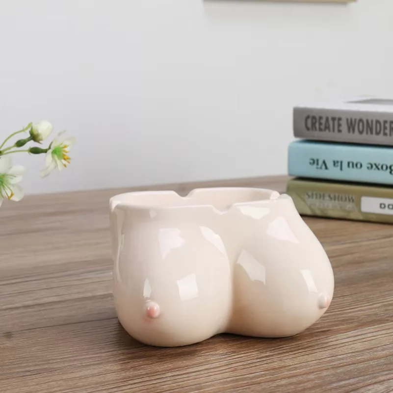 

Ceramic Cigarette Ashtray Creative Funny Breast Body Art Ash Tray Modern Living Room Ornaments Home Decoration Gift for Man