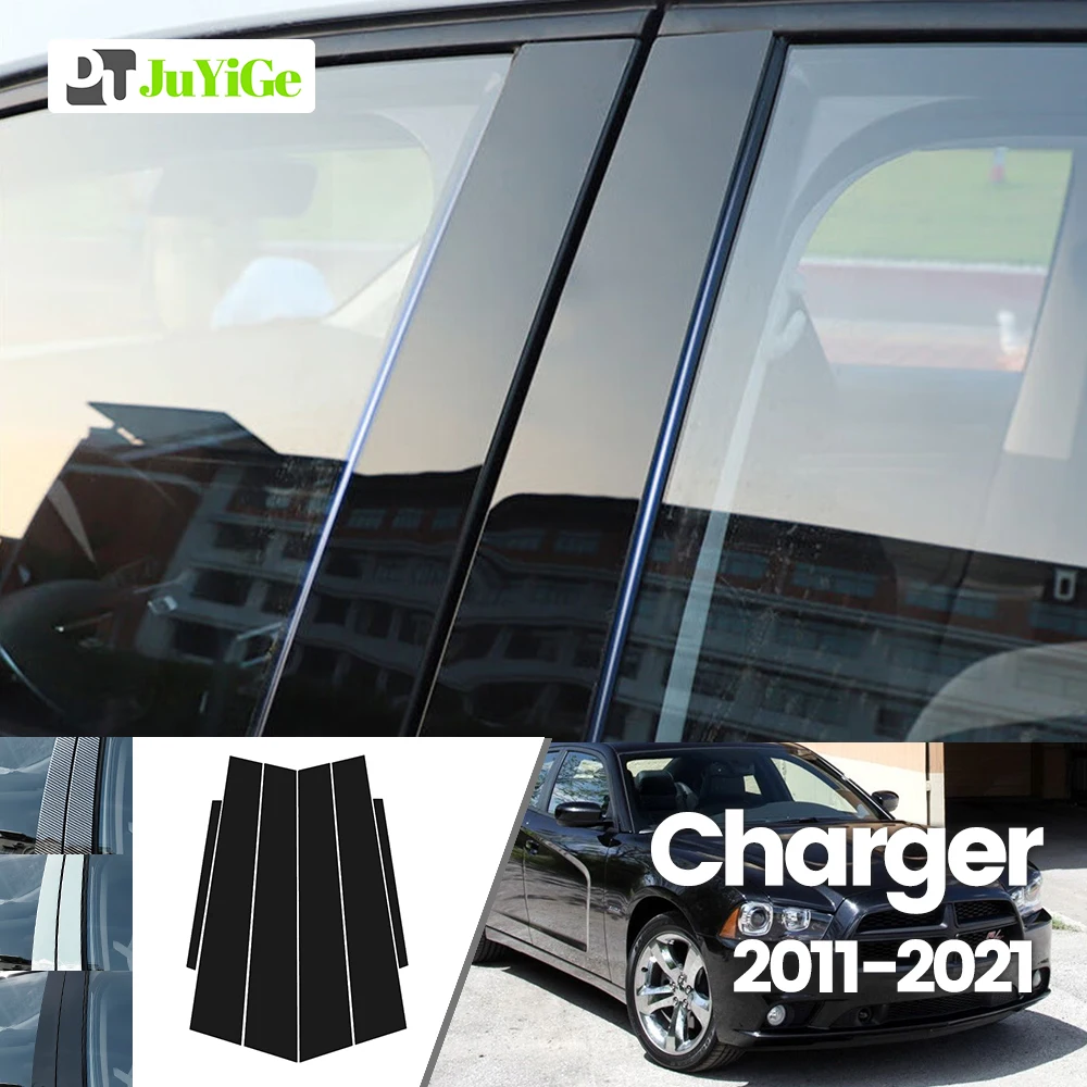 

For Dodge Charger 2011-2021 2012 2013 2014 2015 Bright Black Carbon Fibre Window Door B C Sticker
