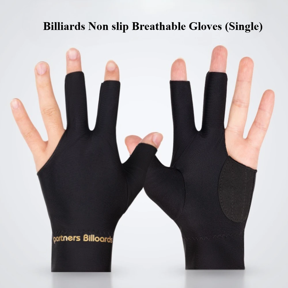 Black Eight Pure Cotton Snooker Gloves Three Finger Non-Slip Adhesive Left Hand Single Piece for Billiards
