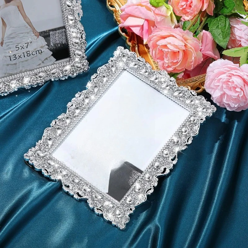

2-pack with crystal decoration photo frame wedding rhinestone decoration desktop photo frame 7 inch gift for family and friends