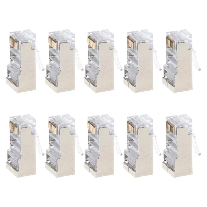 10PCS CAT6 Type 8P8C Shielded Crystal Ethernet for Head Crimp Modular Plug Connector Socket best sale