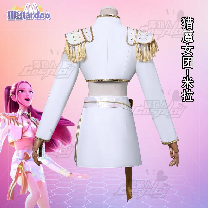 

KPop Охотники Демонов Мира Косплей Костюм Белая Сценическая Униформа Охотничий Наряд Юбка Фестиваль Охотничий Хэллоуин Вечеринка для Женщин Девушка