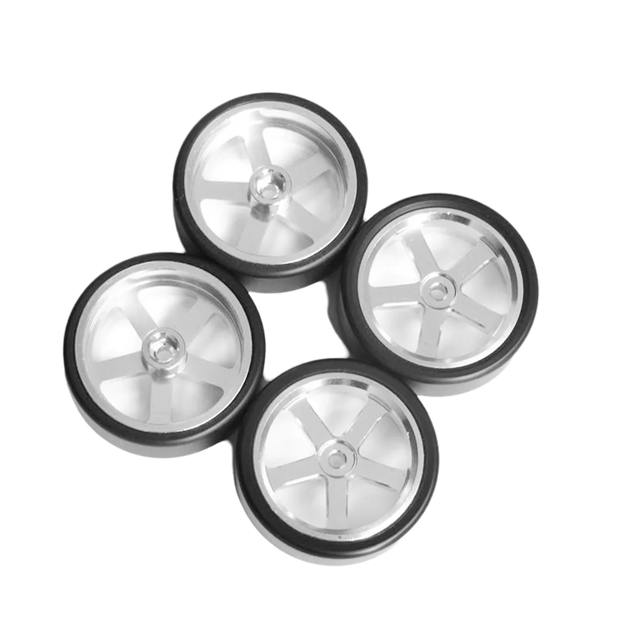 ABJL 4pcs Wheels with Rubber Tires Spare Parts for LDRC AE86 RC Car Upgrade Parts Accessories Black+Silver