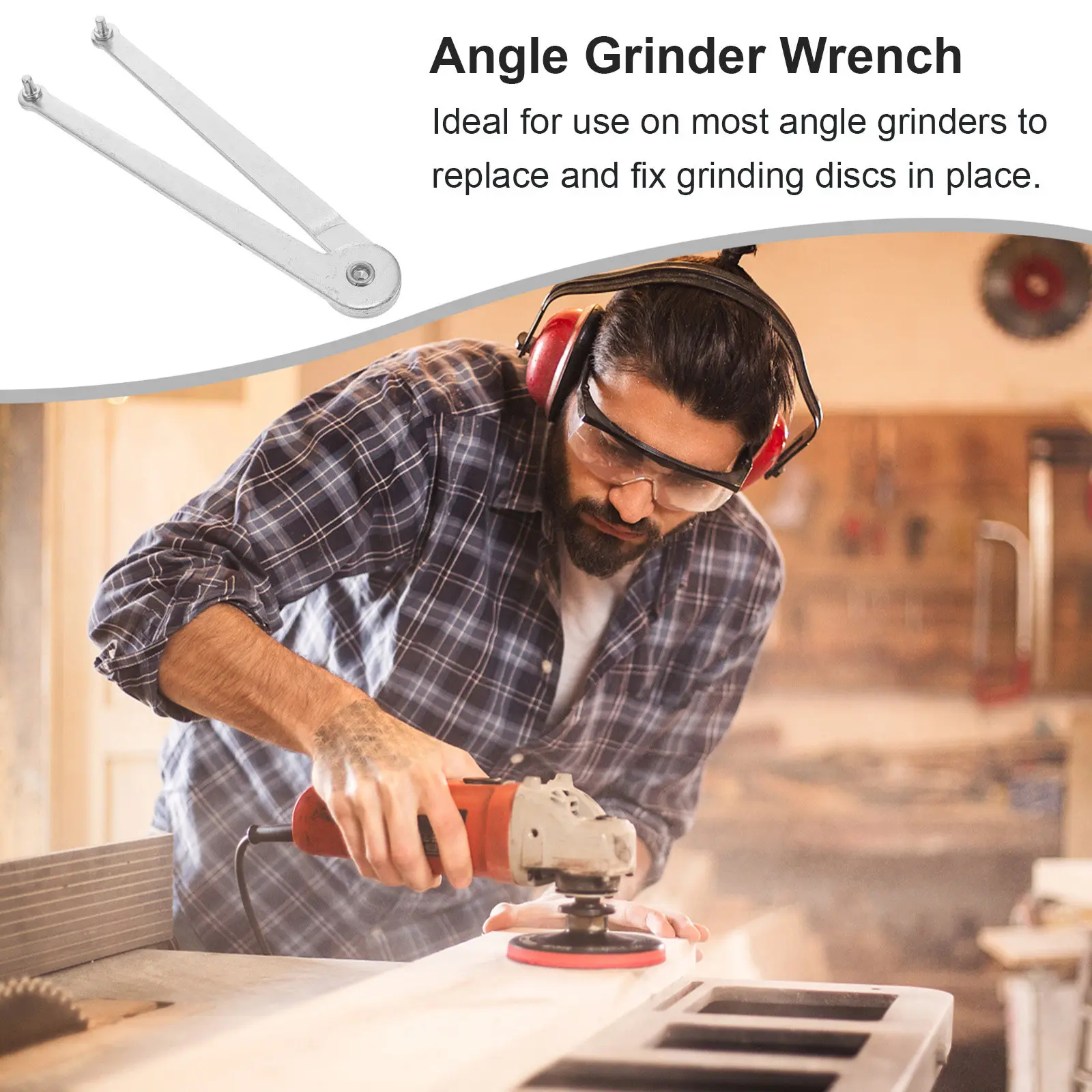 

Набор из 6 угловых ключей для шлифовальных дисков, сверхмощный регулируемый гаечный ключ, прочный инструмент для демонтажа гаек