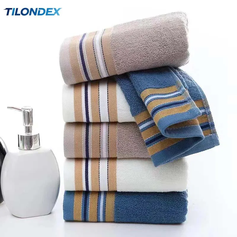 TILONDEX Cotton Hand Towel Multi Color Horizontal Stripe Soft Super Absorbent Lint Free Face Towel