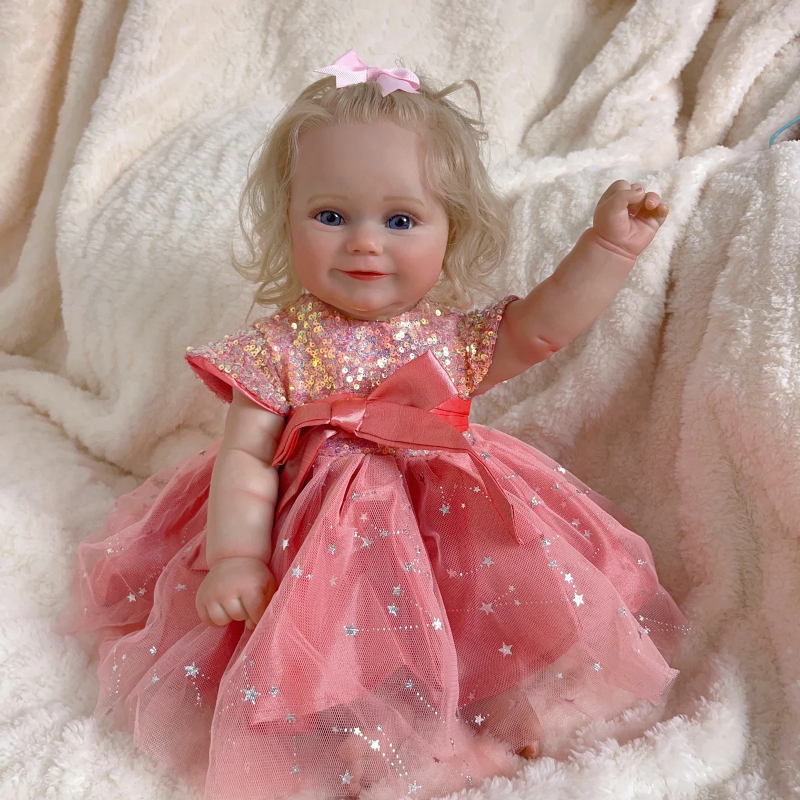 50 سنتيمتر تولد من جديد دمية طفل دمية-كامل سيليكون الفينيل فتاة الجسم-20 بوصة ثلاثية الأبعاد رسمت الجلد واقعية دمية لعبة هدية الكريسماس