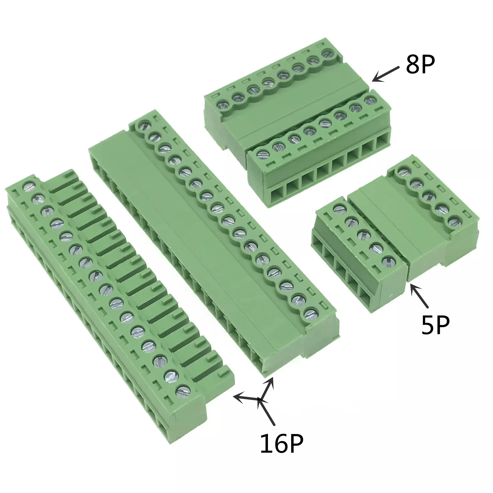 Solderless PCB Terminal Block Kit - 15EDGRKM 3.81mm & 2EDG Green Plug-in Type, Complete 1 Set with Screws