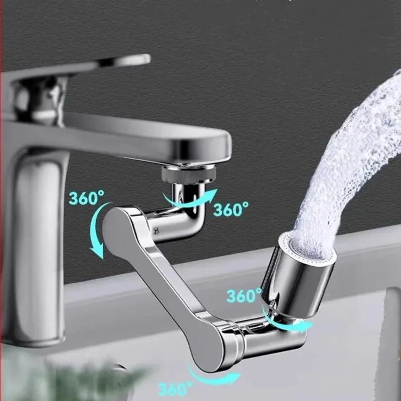 1080°Swivel Faucet Extender Sink Water Faucet Aerator Extension in Plastics, Swivel Robotic Arm Bathroom Faucet Extender Kitchen