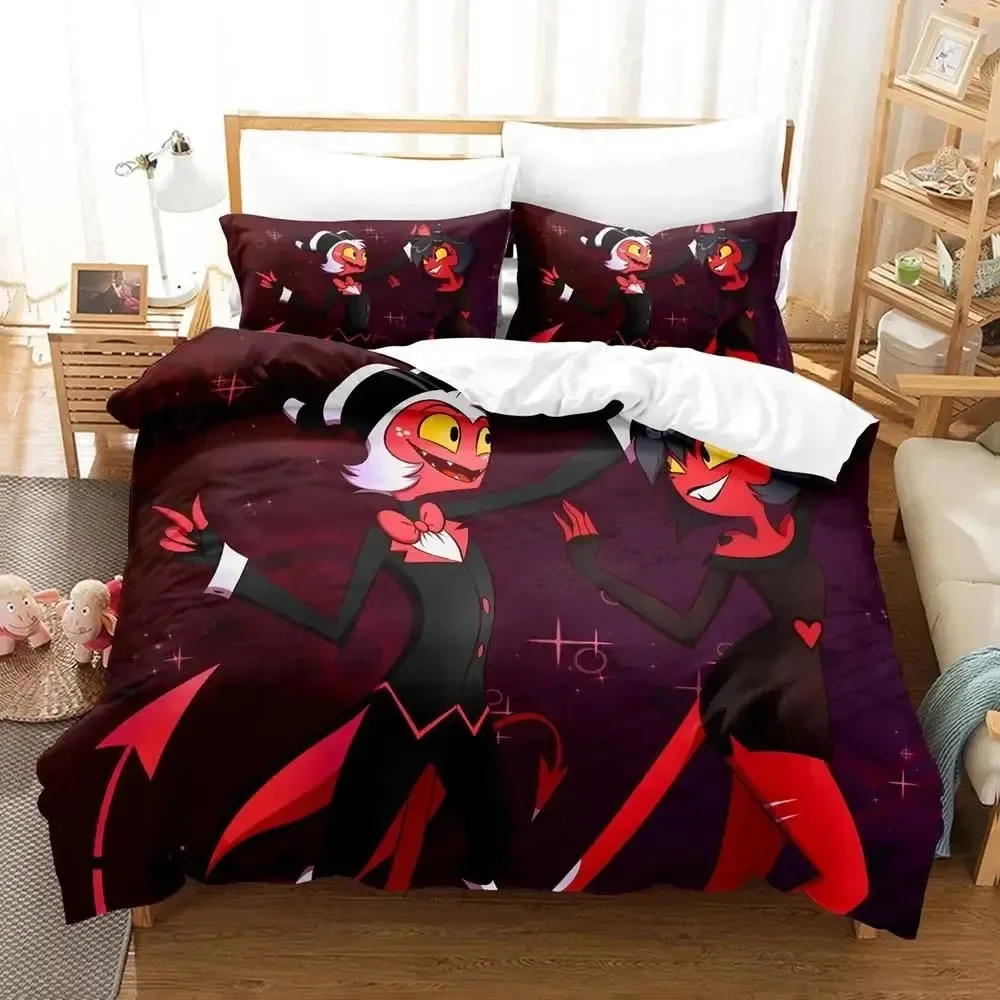 3D Print Hazbin Moxxie Hotel Bedding Set Duvet Cover Bed Set Quilt Cover Pillowcase Comforter king Queen Size Boys Adult