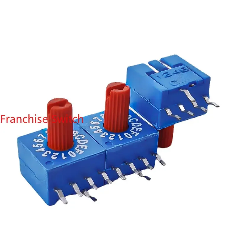 1PCS 1248C Rotary Encoder Switch With Handle, DIP 0-F 16-bit Side Adjustment In-line / 4-to-1 Pin
