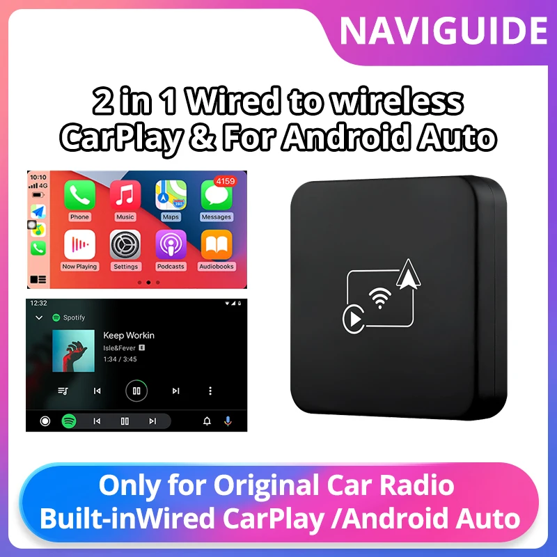 

2in1 Car Intelligent Systems For Car With Wired CarPlay Wireless CarPlay Dongle Wireless Android Auto Adapter AI Smart Box