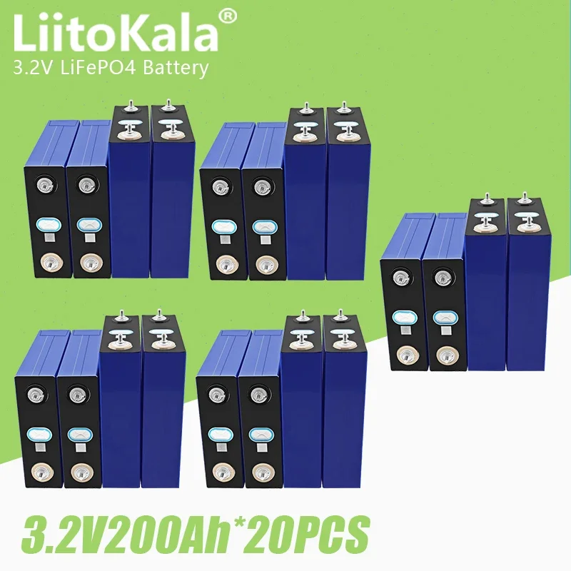 

20pcs LiitoKala 3.2V 200Ah LiFePo4 Battery Pack Deep Cycle Battery For EV RV Boat Motor Golf Cart Solar System