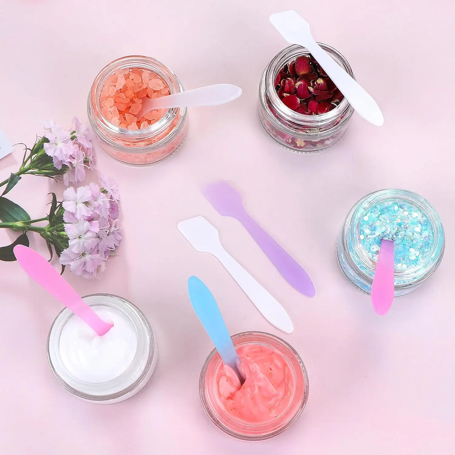10pcs Premium Plastic PP Spatulas - Soft, Flexible, and Gentle Facial Mask and Eye Cream Scoop Sticks for Easy Skincare Application - Unscented, Non-Irritating, and Easy To Clean Cosmetic Cream Scoops