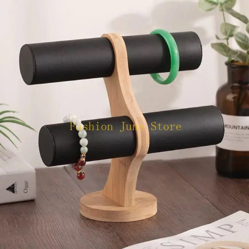 

N5KA Display Stand for Watches and Jewelry Wooden Base Bangle Storage Holder Bracelets and Hairbands Organiser