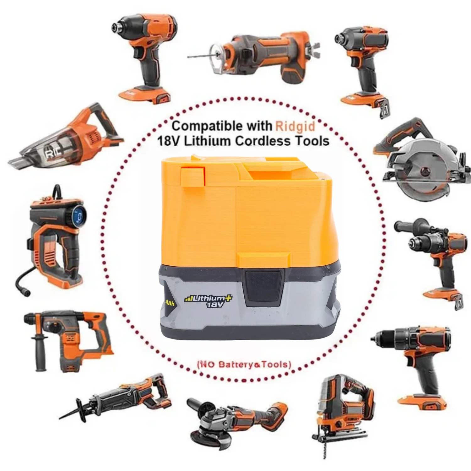 

Адаптер/преобразователь для литий-ионных аккумуляторов Ryobi 18V ONE+ для беспроводных электроинструментов RIDGID AEG 18V (только адаптер)