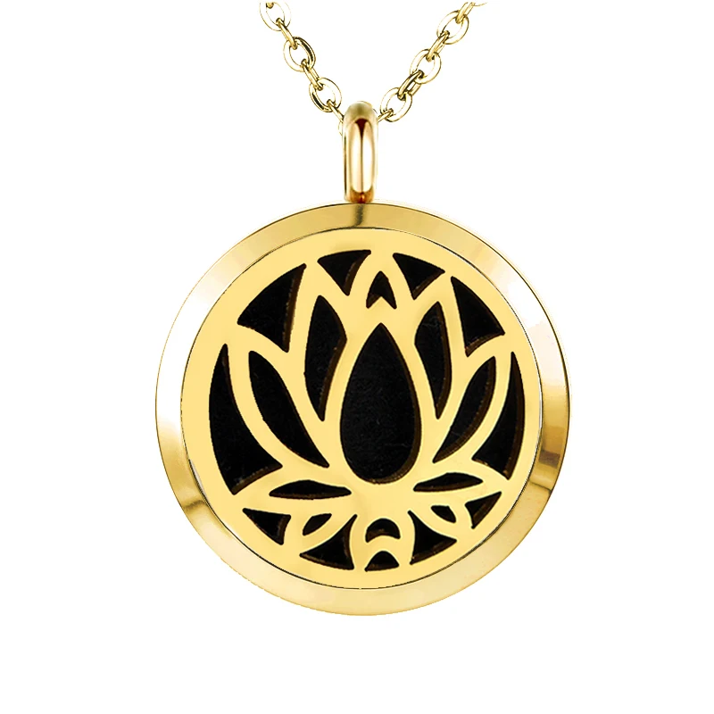 With chain Snow 30mm Stainless Steel Essential Oils Aromatherapy Locket Perfume Diffuser Necklace