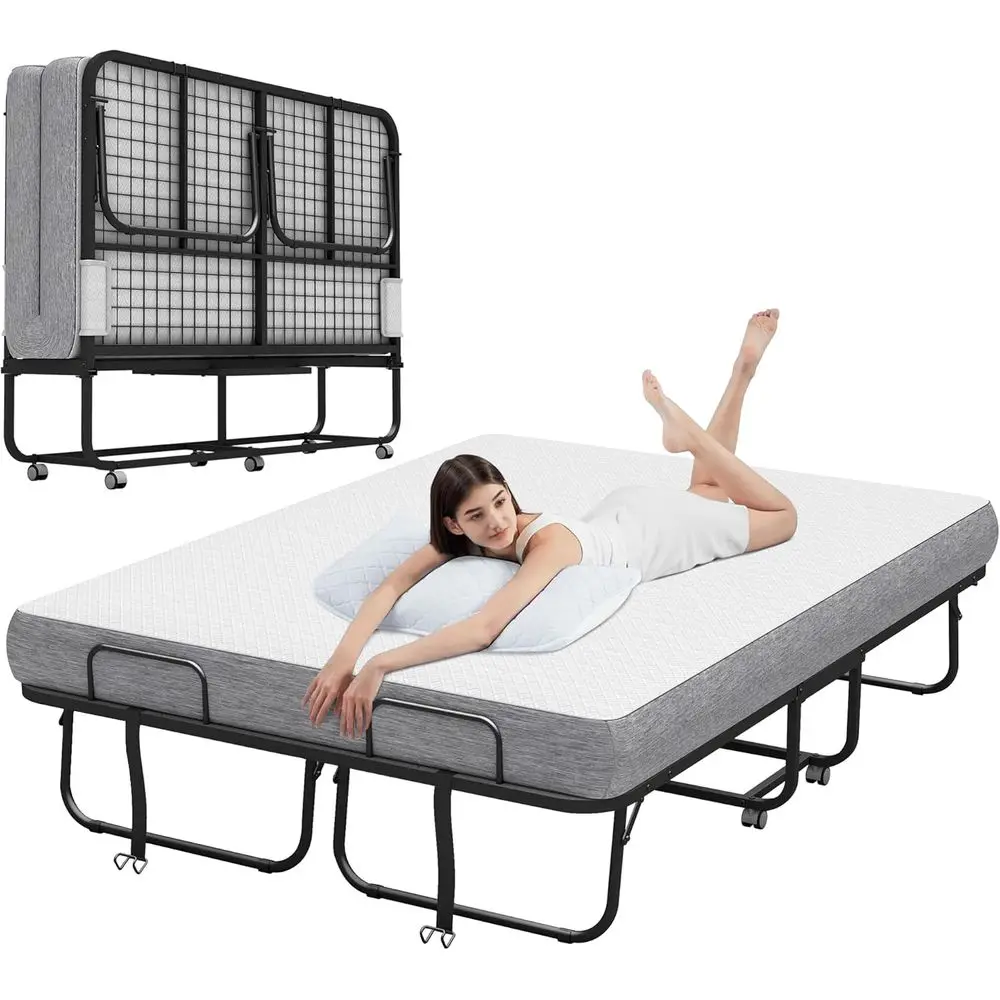 ull Size 75''x54'' olding Bed with Mattror Adult - Extra Large Wide Rollaway Bed or Gt, Comortable Sleep in a Large Space