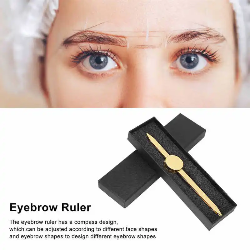 Compass Eyebrow Brow Ruler Adjustable Accurate Positioning Stainless Steel Material Gold Compass Design Brow Measuring Tool