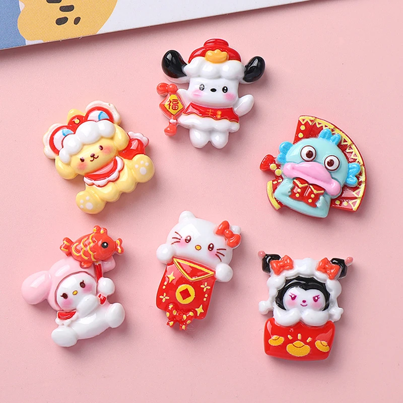 10Pcs New Mini Kawaii Cartoon Christmas Series Flat Bottom Scrapbook DIY Jewelry Jewelry Making Hairwear Accessorie