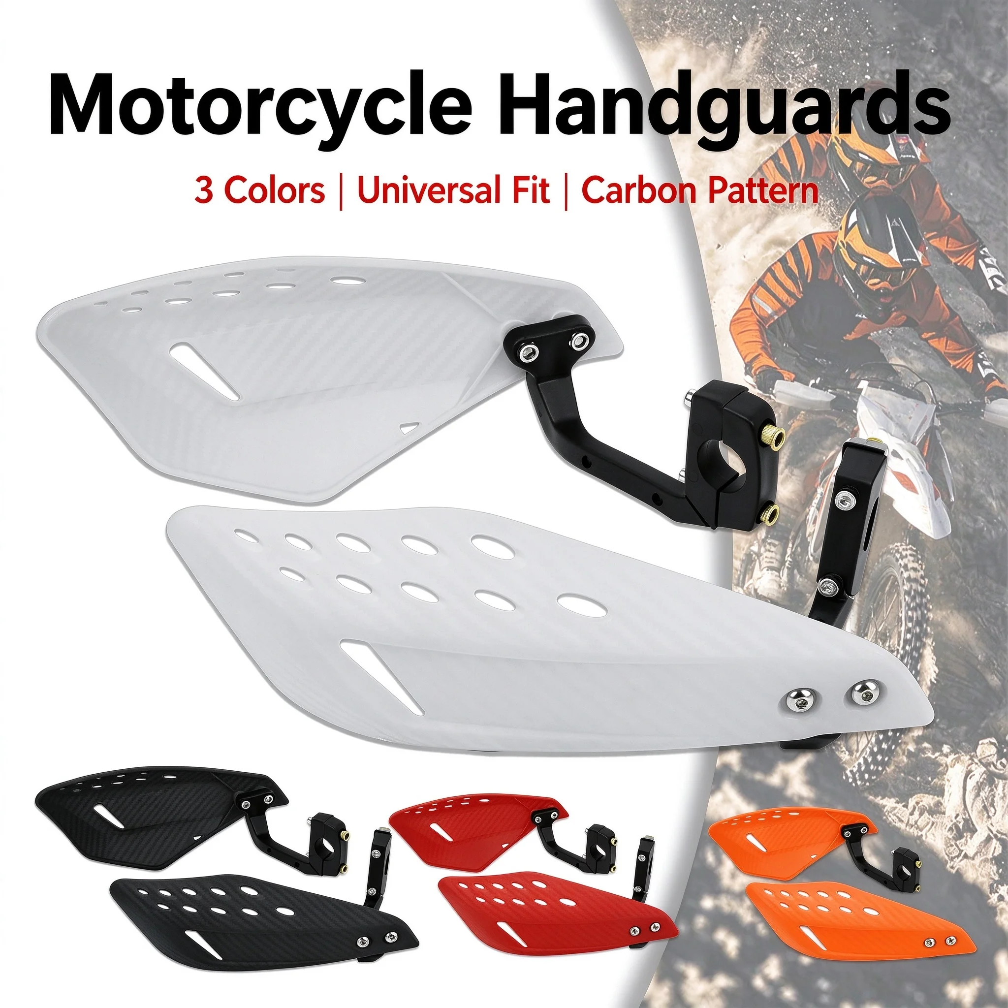 Motorcycle Handguards Hand Guards for Dirt Bike ATV Universal Handlebar Protector Wind Shield Black Red Orange Carbon Pattern