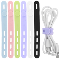 130MM 4 Hole Silicone USB Data Cable Winder Tie Adjustable Wire Strap Organizers For Earphone Charging Cord Management Ties