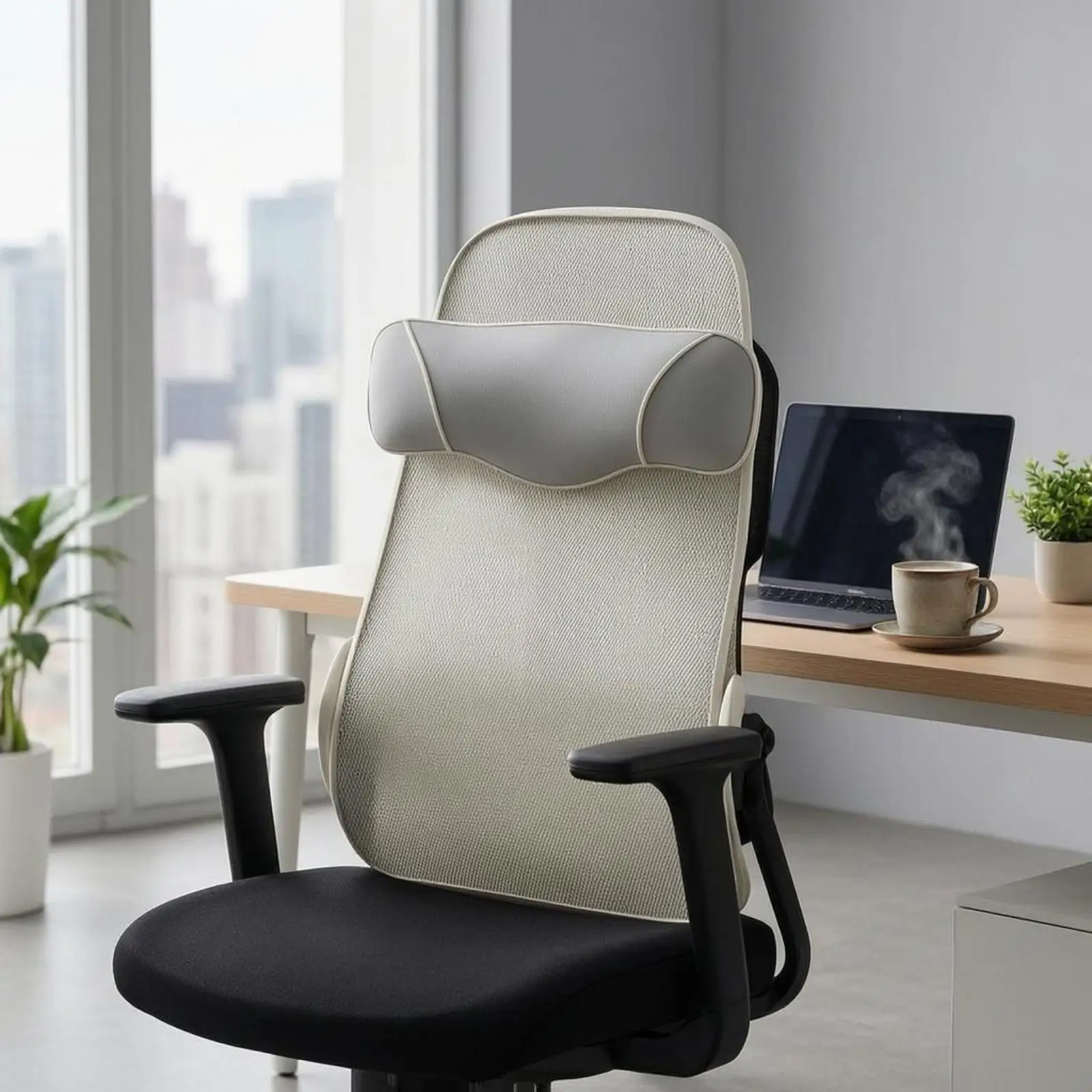 Office Seat Neck Support Adjustable Mesh Backed Headrest Pillow Chair Cushion for Gaming Chairs and Desk Use