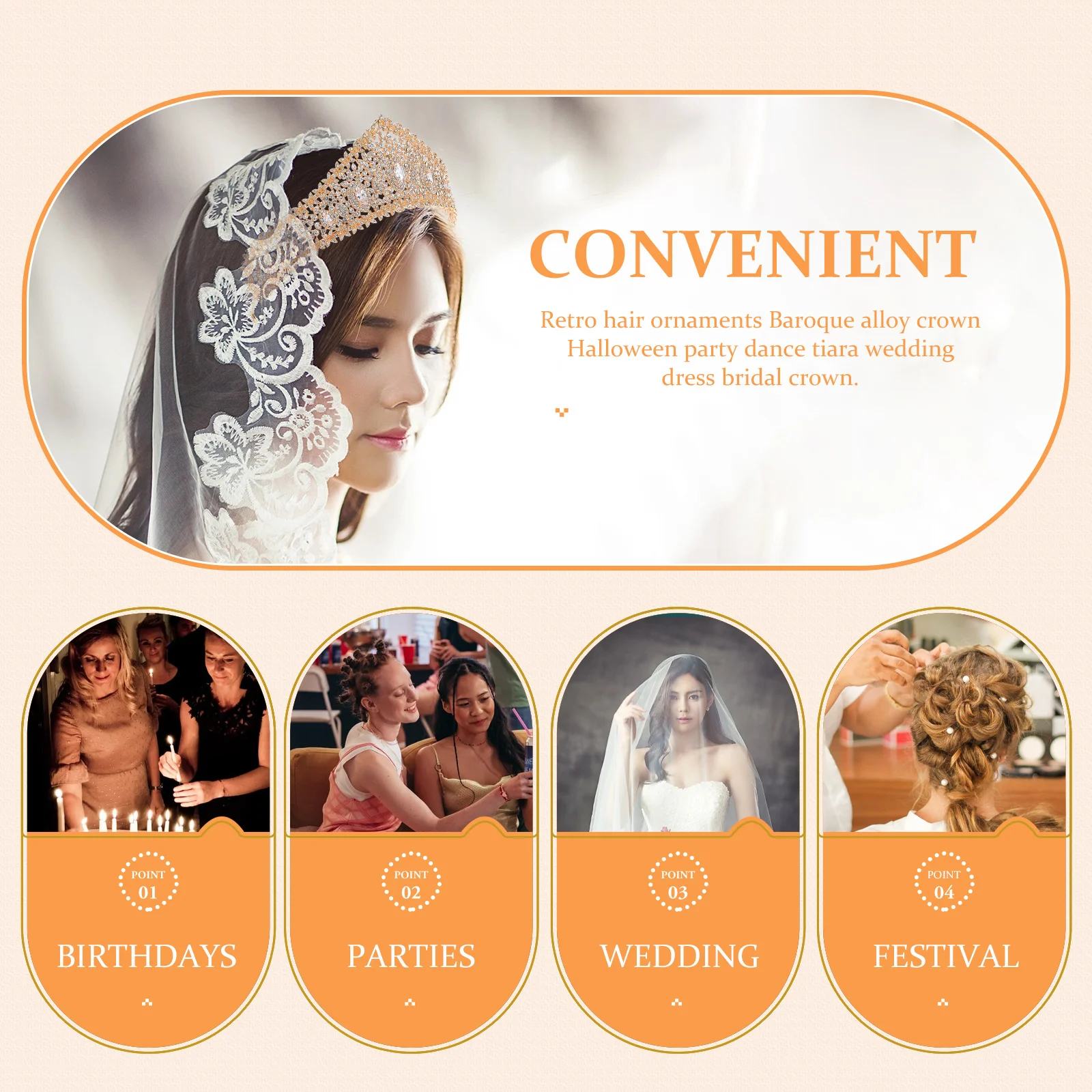 

Wedding Rhinestone Bride Elegant Headdress Delicate Elegant Crown Headdress Alloy Material Hair Accessories Photos Props