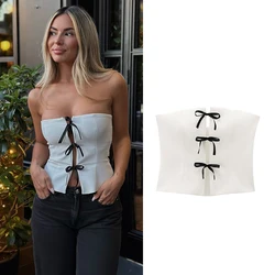 2024 New Tops Summer Women's Tank Tops Chic Slim Tube Top Short Holiday Tops Fashion Joker Street Youth Top