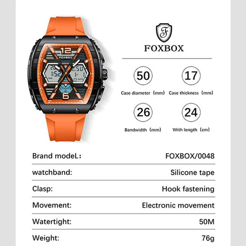 LIGE Orologio da uomo alla moda Calendario sportivo da esterno Orologi al quarzo da uomo Doppio display Cronografo impermeabile Orologio da uomo Orologio digitale