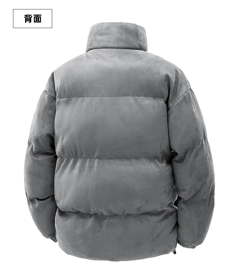 Suede Puffer Jacket Men Thick Warm Winter Jackets Man Parka Coat Casual Fashion New Outwear Coats Stand Collar Mens Clothing Top