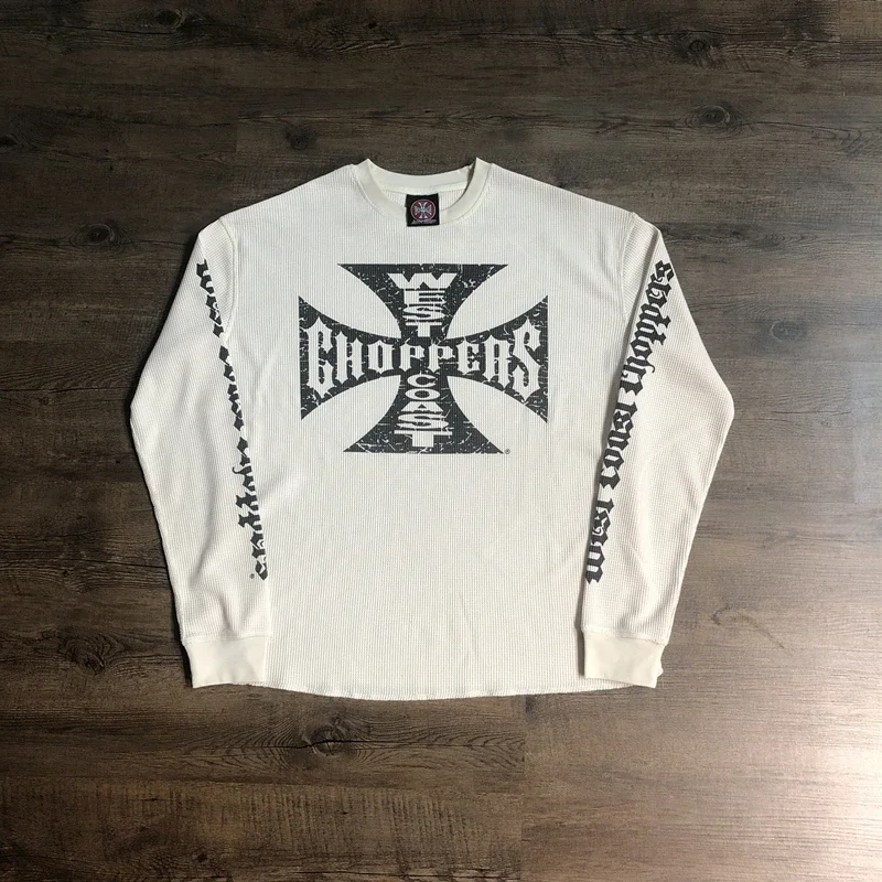 SAINT OF MICHAEL 1:1 Best Quality Streetwear Waffle Printed Tee Loose Oversize Long Sleeves Tops Vintage T Shirt For Men