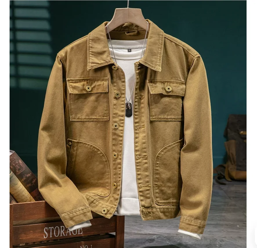 Spring and Autumn New Notch Lapel Oversized Casual Workwear Men's Jacket Large Size