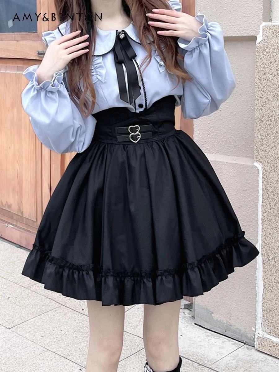 Large Size Japanese Mine Mass-Produced Lolita Skirt Sets JK Uniform Doll Collar Off-Shoulder Shirt Skirt Princess Two-Piece Set