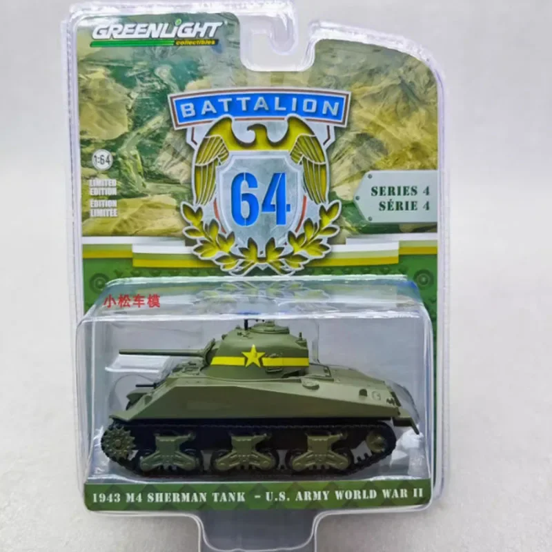 Greenlight diecast escala 1:64 1943 m4 sherman tanque liga simulação modelo de carro decoração estática brinquedos de presente colecionáveis