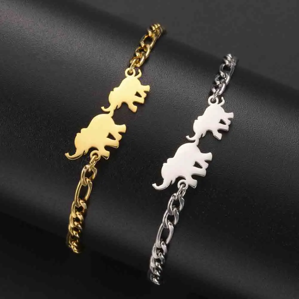 My Shape Elephants Bracelets for Women Stainless Steel Animal Charm Bracelet Wrist Bangle Anklets Jewelry Birthday Mother's Day