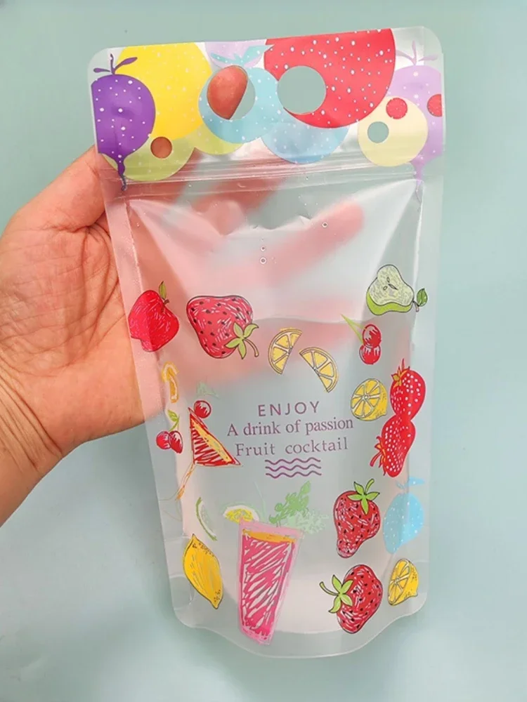 Disposable Beverage Packaging Bag Thick Food Grade Plastic Fruit Juice Self Sealing Transparent Straw Portable Milk Tea Bag