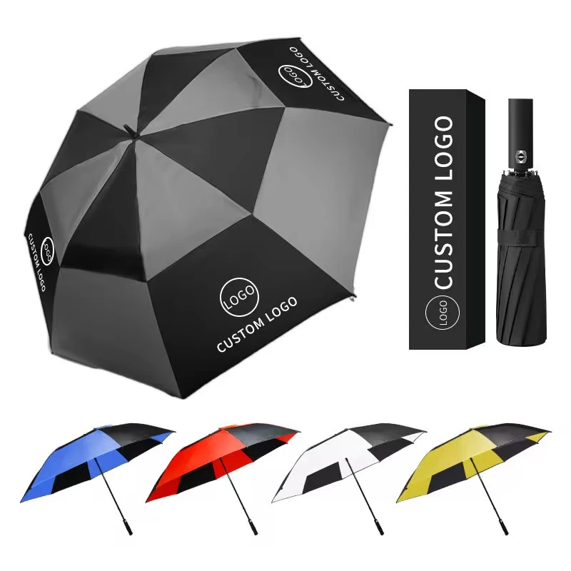 Custom Logo Printing Straight Umbrella Promotion Golf Umbrella Business Man With Wooden Handle