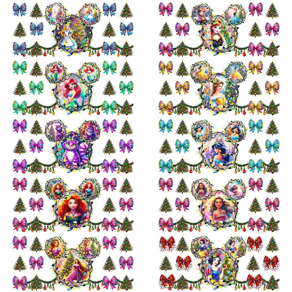 

27 Style Merry Christmas Princess UV Sticker Party DIY Decals 3D transfers uvdtf tumbler seal stickers 16oz uv dtf cup wraps