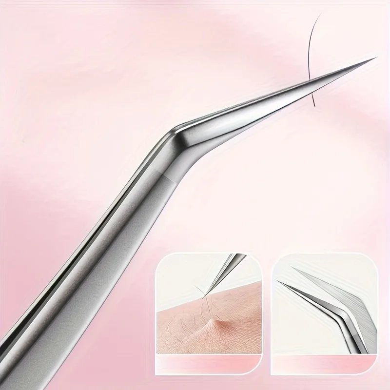 Pinzas para pestañas de injerto de alta precisión de acero inoxidable con plumas doradas, herramienta de maquillaje profesional para regalos de cabello sintético