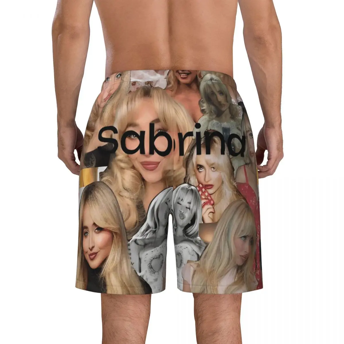 Sabrina Carpenter American Singer Photo Collage Board Shorts Summer Sports Beach Shorts Men Casual Oversize Swimming Trunks