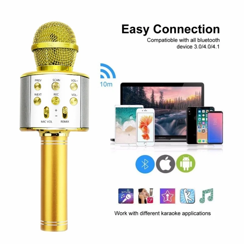 New Family Gathering Gift Bluetooth Microphone Handheld Microphone Audio Integrated Device Wireless Karaoke Microphone