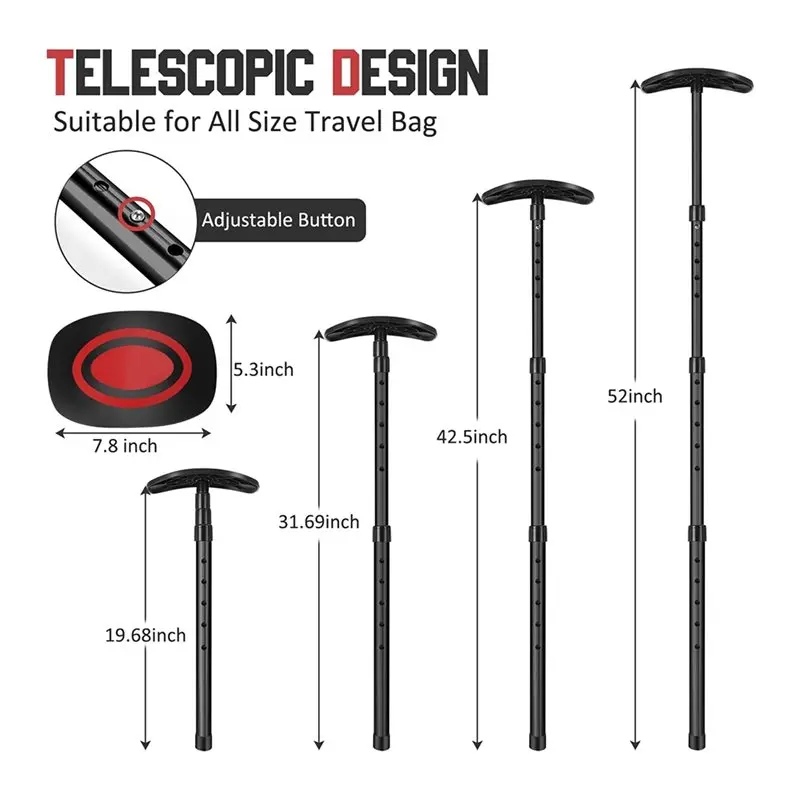 A64T Portable for Golf Travel Bag Support Pole Umbrella-Shaped Anti-Impact Protector Aluminum Alloy Rod 52in