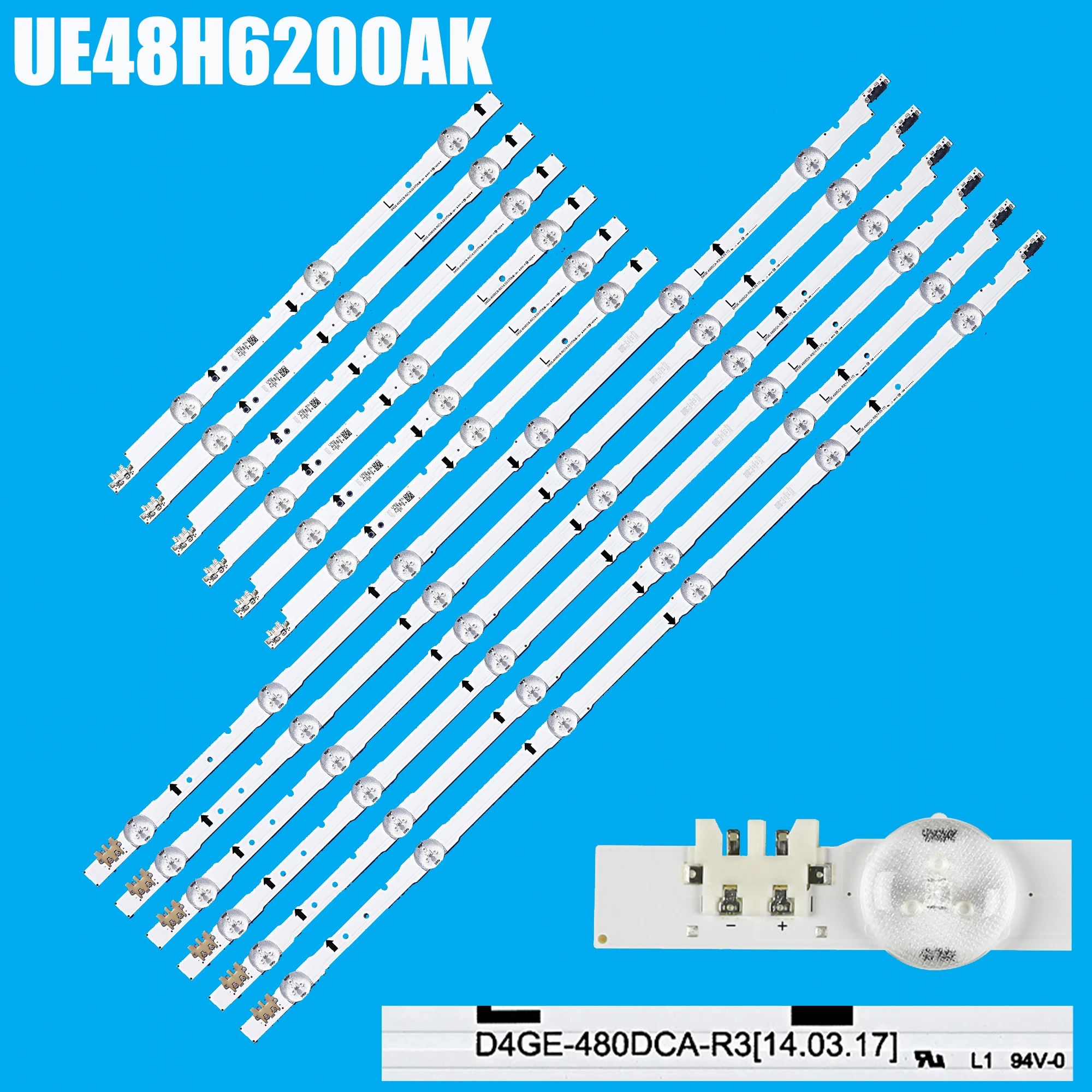 1 kit-12 peças tira conduzida para UE48H6200AK 2014SVS48F D4GE-480DCA-R2 D4GE-480DCA-R3 UE48H6230AK UE48H5570SS UE48H6200AW UE48H6240AK