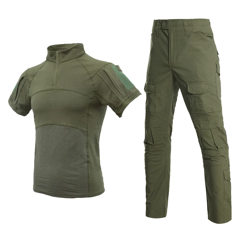 

Short Sleeve Polo T-Shirt Breathable Training Battle T-Shirt Olive Green Outdoor Tactical Shirt