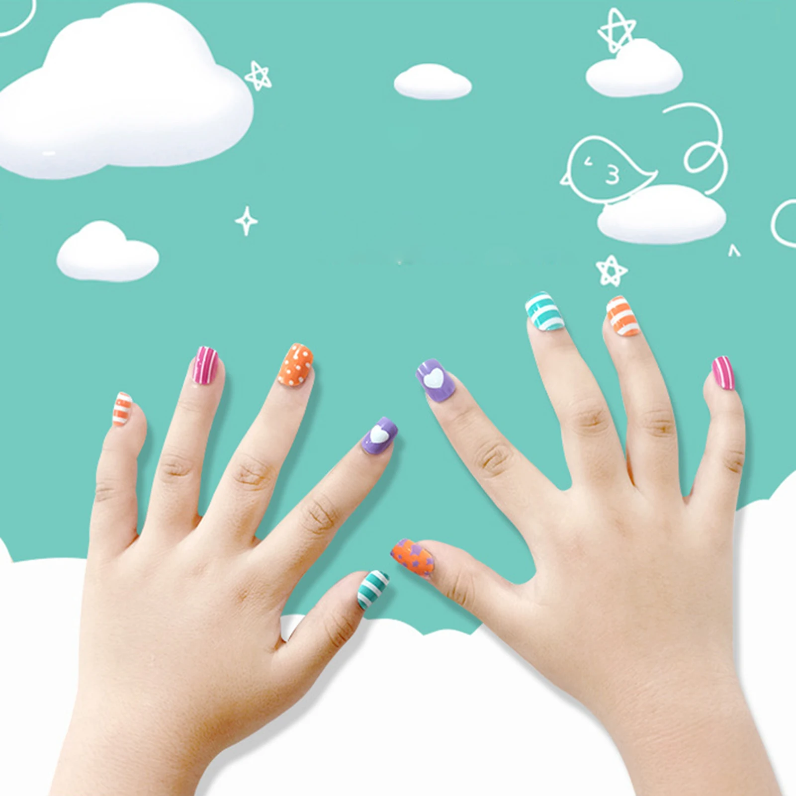 Kids Cartoon Fake Nails with Stickers Durable & Never Splitting Comfort Fake Nails for Professional Nail Art Salon Supply image 2