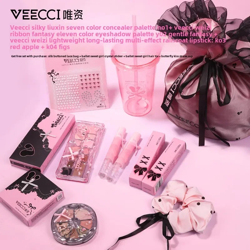 VEECCI Set regalo per trucco per ragazze dolci e piccanti, tavolozza di rossetti e ombretti, tutto in uno