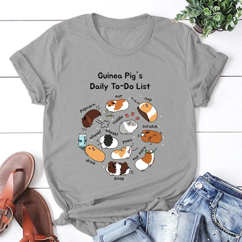 Fashion New Guinea Pig Daily To Do List T-Shirt Men And Women Cartoon T-Shirt Harajuku Streetwear T-Shirt Casual Tops Tees