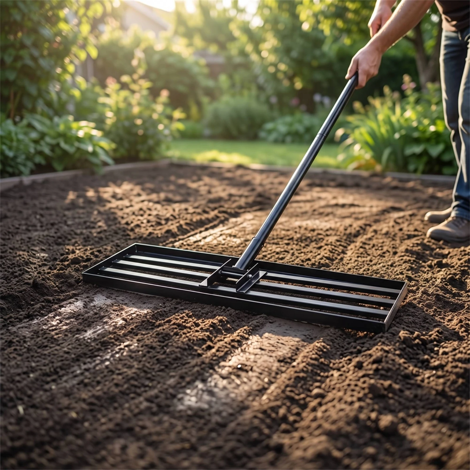 Lawn Leveling Rake Detachable Lawn Leveler with Long Handle Leveling Tool Anti-Slip for Gardeners, Garden Maintenance